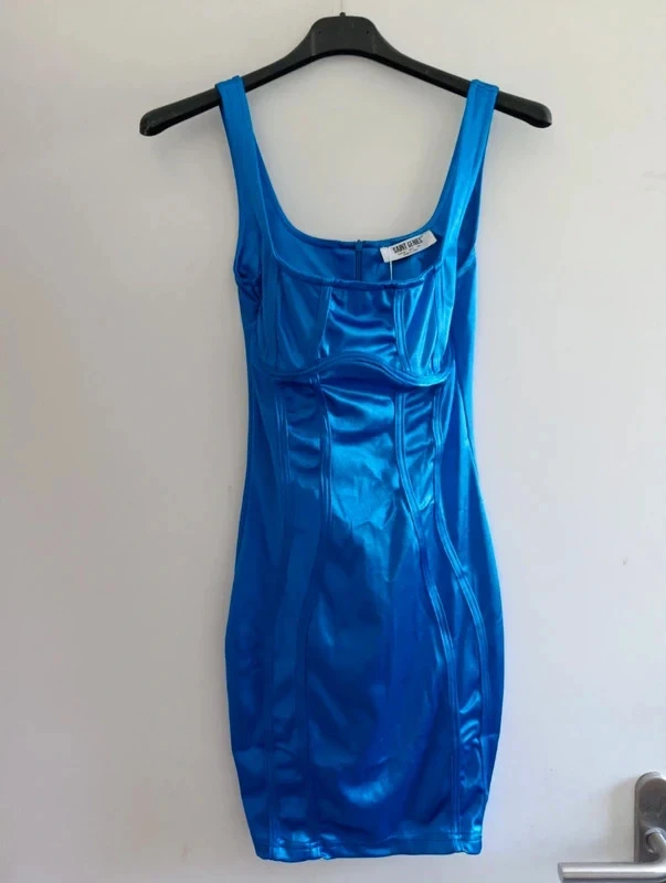 Vestido justo Saint Geniès azul elétrico brilhante T34 para festa e clube – photo 12